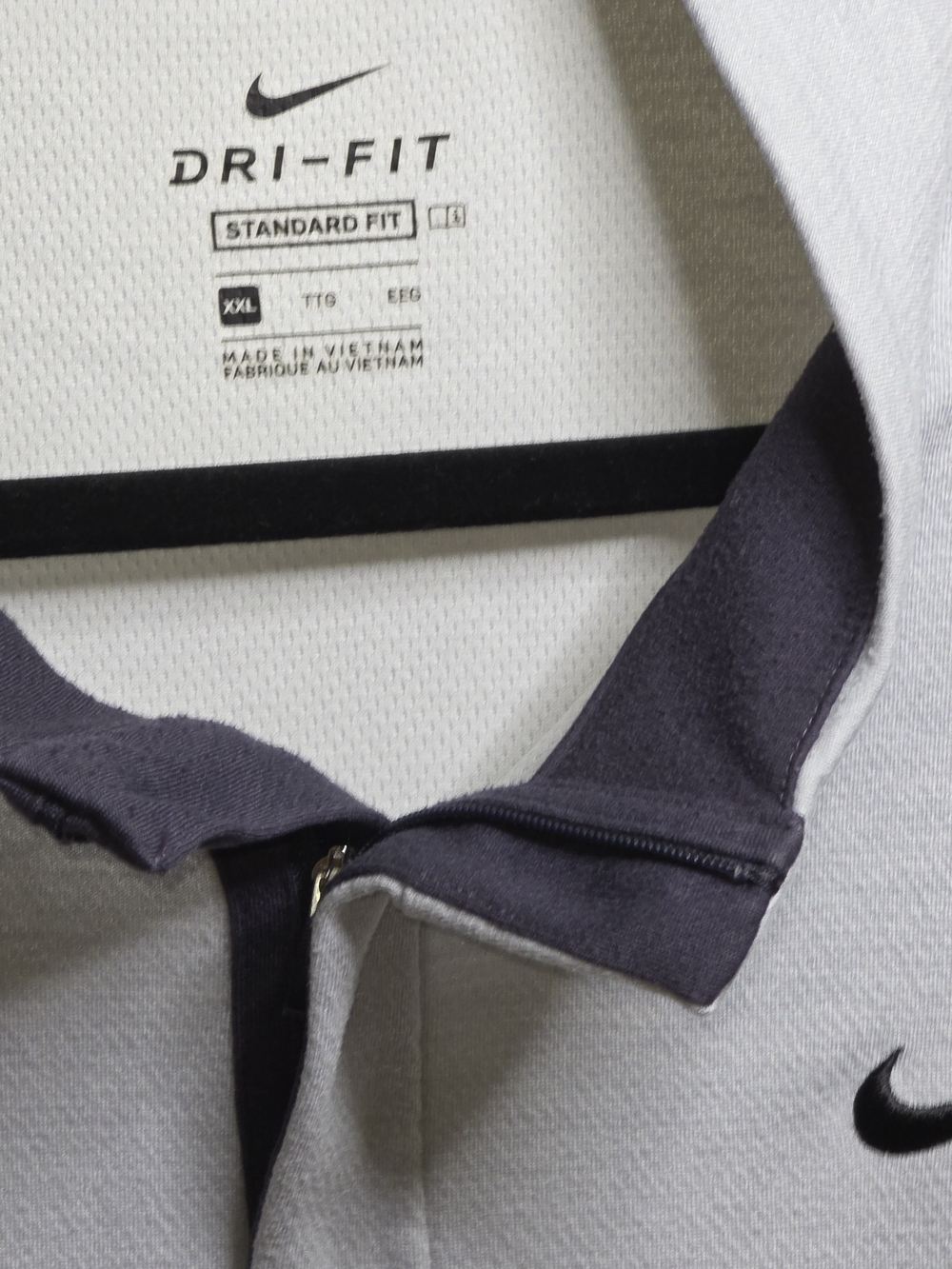 Nike Light Gray Dri-FIT Long-Sleeve Pullover with Black Swoosh - Picture 3 of 3